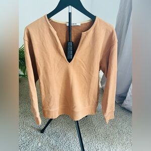 Thakoon Warm Tan V-Neck Sweatshirt Size Medium - Excellent Condition